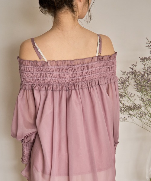 mideal（マイディール） ブラウス シャツ sheer off shoulder / シアー
