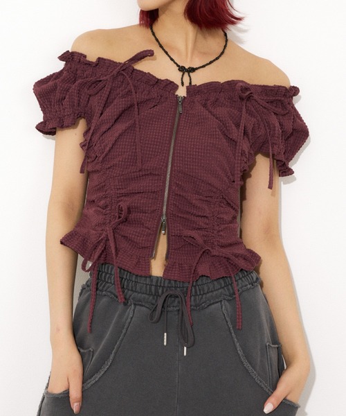 SLY ブラウス シャツ FRONTZIP 2WAY TOPS フロントジップ 2