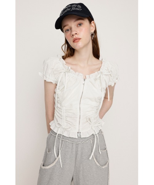 ブラウス シャツ 2WAYクロップドブラウス レディース SLY ブラウス シャツ FRONTZIP 2WAY TOPS フロントジップ 2