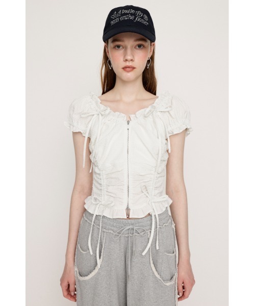シャツ+ブラウス(半袖+袖なし) Melt the lady front zip knit tops Melt the lady front zip knit tops の通販 by m｜ラクマ
