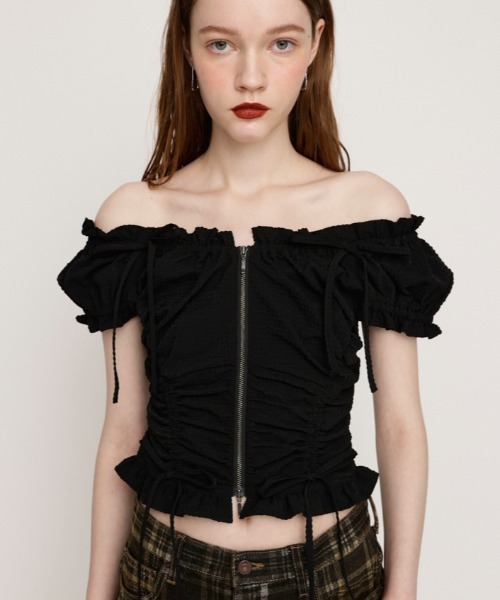 トップス y'shop SLY ブラウス シャツ FRONTZIP 2WAY TOPS フロントジップ 2