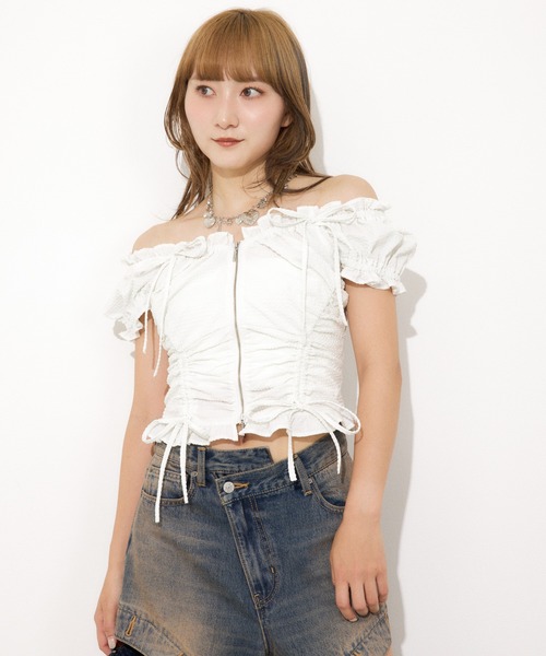 トップス ブラウス SLY ブラウス シャツ FRONTZIP 2WAY TOPS フロントジップ 2