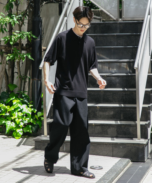 ARAN CHINO 4 チノパン ワイドパンツ ネイビー SENSE OF PLACE by URBAN RESEARCH チノパン カツラギペインター