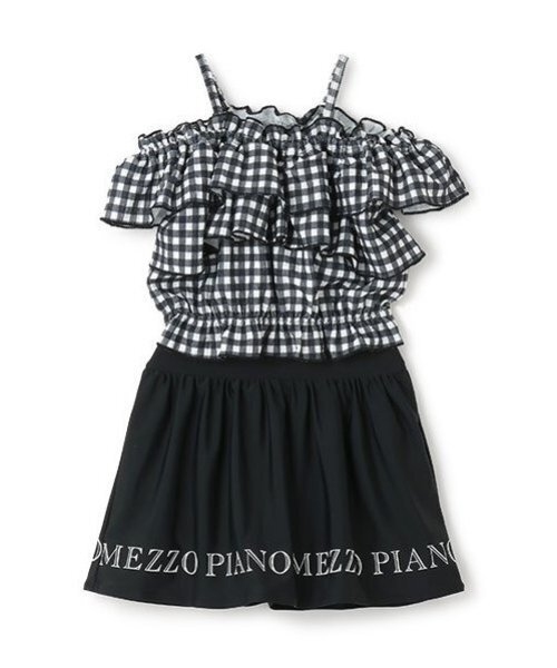 【新品タグ付】mezzo piano オフショルダセパレート水着140cm mezzo piano 水着 「SWIM」オフショルダーフリル セパレート水着
