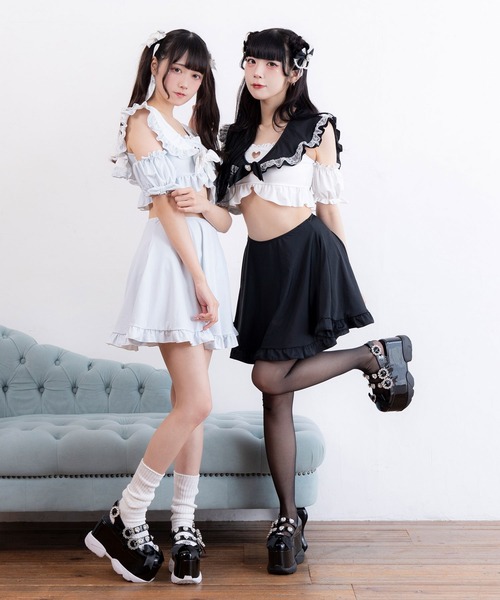 DearMyLove 水着 ハートくりぬきフリルセーラー水着 レディース