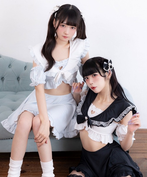 DearMyLove 水着 ハートくりぬきフリルセーラー水着 レディース