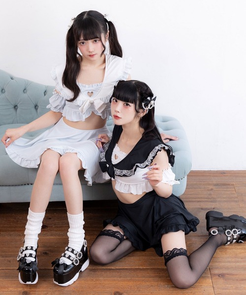 ハート　水着 DearMyLove 水着 ハートくりぬきフリルセーラー水着 レディース