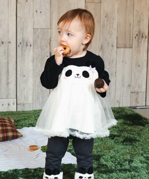 kids zoo（キッズズー） ワンピース パンダ・うさぎチュール切替
