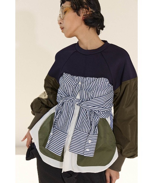 OMMO ブラウス シャツ MA-1 DOCKING BUSTIER SH レディース