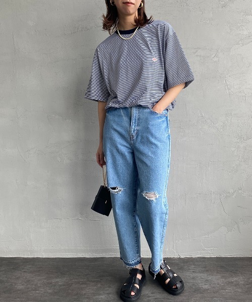 ✩DANTON✩ ダントン 38サイズ 半袖 ネイビー Danton 「DANTON」 半袖Tシャツ 38 ネイビー×ホワイト