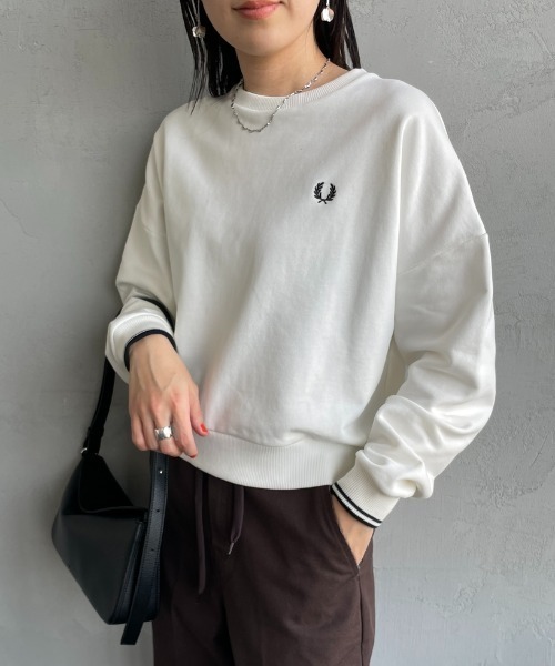 トレーナー スウェット 「WEB先行予約」「FRED PERRY/フレッドペリー」 ツインティップライン ショート丈 クルーネックスウェット レディー