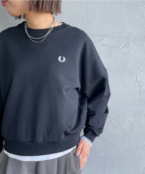 FRED PERRY サテン 切り替え デザイン スウェット シャツ トレーナー FRED PERRY トレーナー スウェット 「WEB先行予約」「FRED PERRY