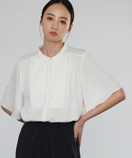 「Flolia」 半袖ブラウス L グレイッシュベージュ レディース