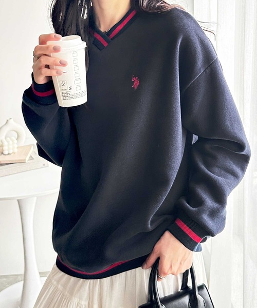 トレーナー スウェット 「U.S.POLO ASSN.」表ピーチラインスウェット レディース