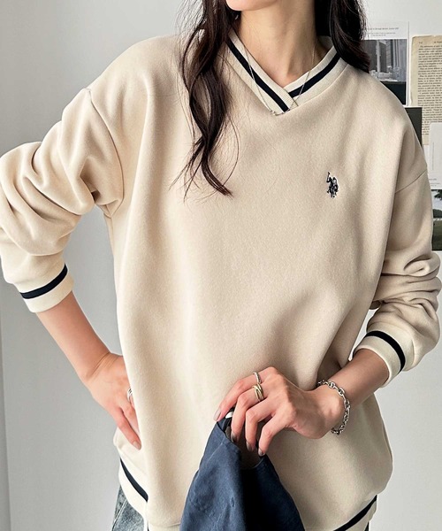 トレーナー スウェット 「U.S.POLO ASSN.」表ピーチラインスウェット レディース