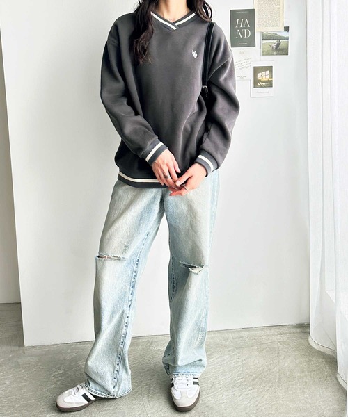 トレーナー スウェット 「U.S.POLO ASSN.」表ピーチラインスウェット レディース