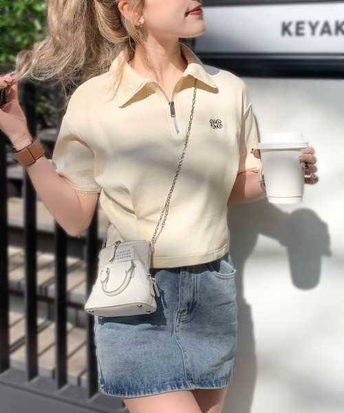 「mily bilet」 半袖ポロシャツ MEDIUM チャコールグレー レディース
