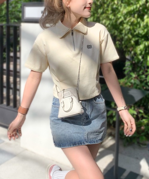 「mily bilet」 半袖ポロシャツ MEDIUM チャコールグレー レディース
