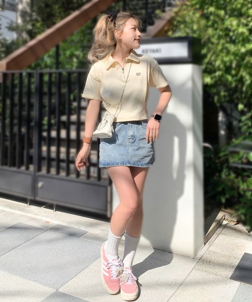 「mily bilet」 半袖ポロシャツ MEDIUM チャコールグレー レディース
