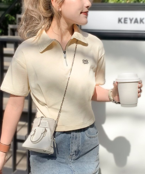 「mily bilet」 半袖ポロシャツ MEDIUM チャコールグレー レディース