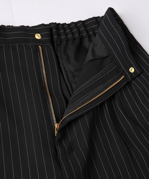 CULLNI ラインパンツ CULLNI パンツ Stripe Double Cloth 3Tuck Semi Wide Pants