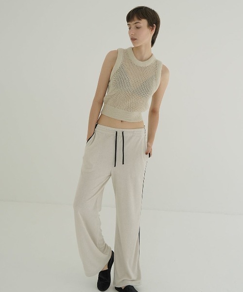 CLANE ベージュ ケーブルニット ノースリーブ　クラネ　3D　ベスト 3D RIB MESH KNIT TOPS｜TOPS(トップス)｜CLANE OFFICIAL ONLINE
