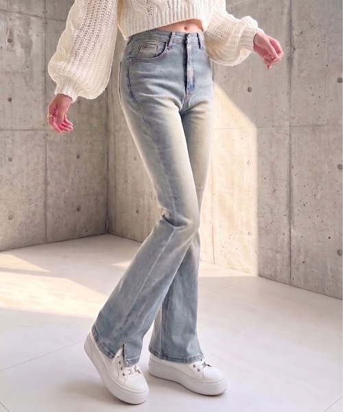 Ada. ジーンズ デニム デニムパンツ ウォッシュ加工 フレア デニム
