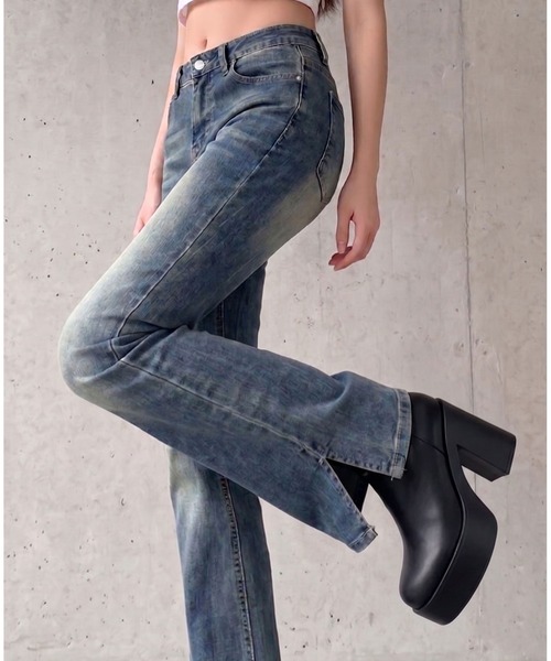 Ada. ジーンズ デニム デニムパンツ ウォッシュ加工 フレア デニム