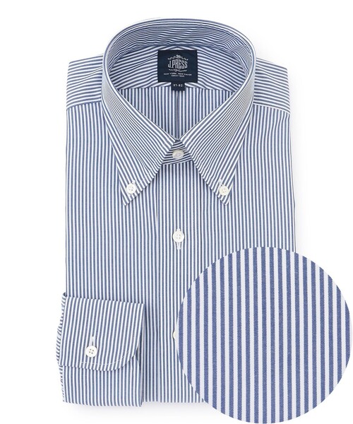 新品 ジェイプレス プレミアムプリーツシャツ 43-86 XL相当 青ストライプ J.PRESS（J.プレス） シャツ 「PREMIUM PLEATS / 形態安定」ロンドン