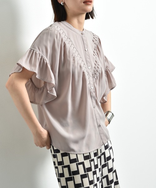 「INTERPLANET」 半袖ブラウス FREE オフホワイト レディース_画像7