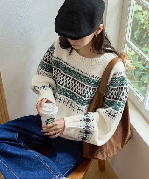 ニット セーター ノルディック柄ニット レディース : ZOZOTOWN Yahoo
