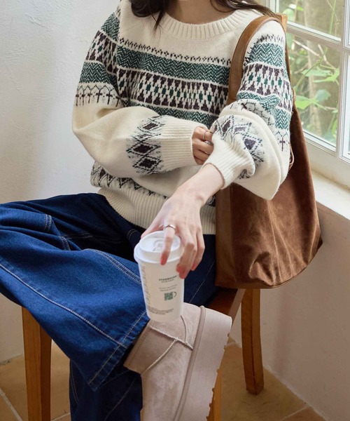 ニット セーター ノルディック柄ニット レディース : ZOZOTOWN Yahoo