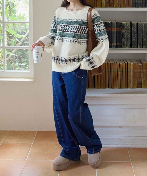 ニット セーター ノルディック柄ニット レディース : ZOZOTOWN Yahoo