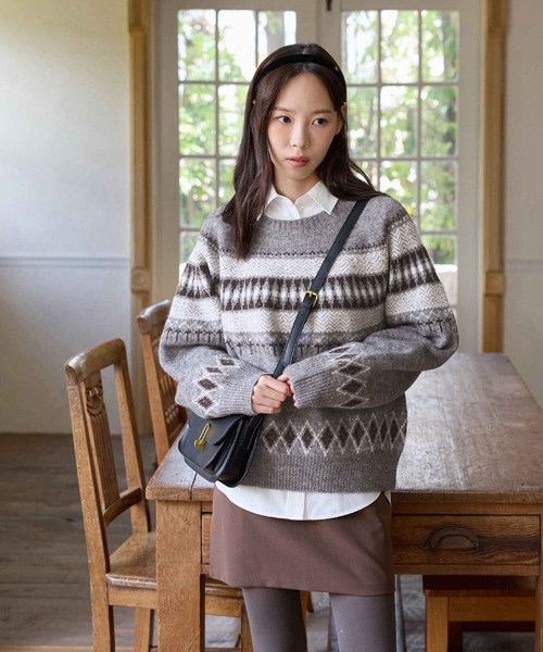ニット セーター ノルディック柄ニット レディース : ZOZOTOWN Yahoo