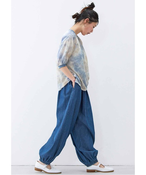 「Live in comfort」 半袖ブラウス LARGE ブルー レディース_画像3