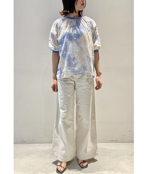 「Live in comfort」 半袖ブラウス LARGE ブルー レディース_画像7