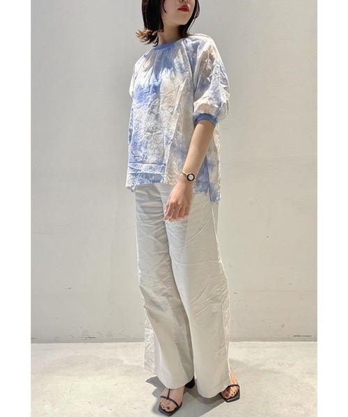 「Live in comfort」 半袖ブラウス LARGE ブルー レディース_画像8