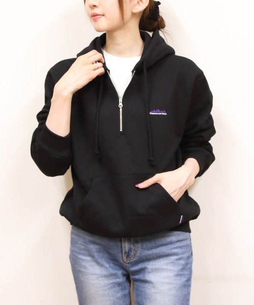 THOUSAND MILE サウザンドマイル パーカー M 黒 【古着】【中古】【送料無料】 THOUSAND MILE（サウザンドマイル） パーカー ハーフジップパーカー