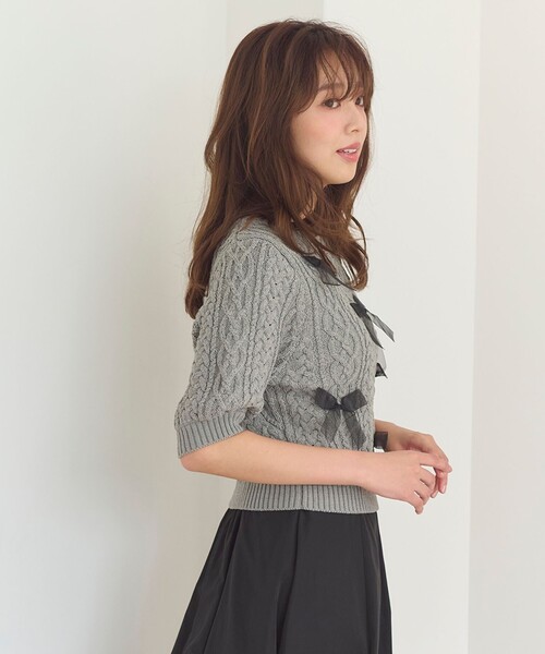 「Feroux」 半袖ニット F グレー レディース_画像2