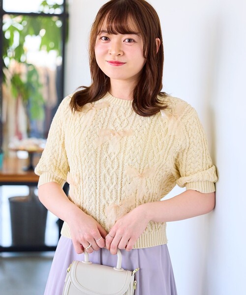 「Feroux」 半袖ニット F グレー レディース_画像5