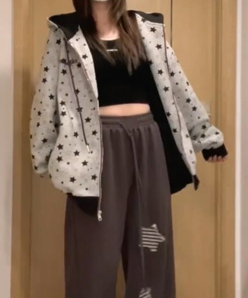 HALEY PESCA パーカー HALEY PESCA/Y2K星柄パーカー レディース