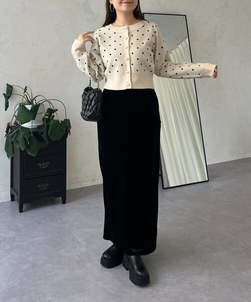 crewre ストレッチベロアストレートスカート crewre online shop / ストレッチベロアストレートスカート