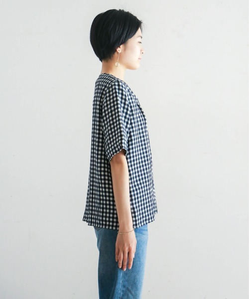 「NOMBRE IMPAIR」 半袖ブラウス FREE ネイビー レディースの画像