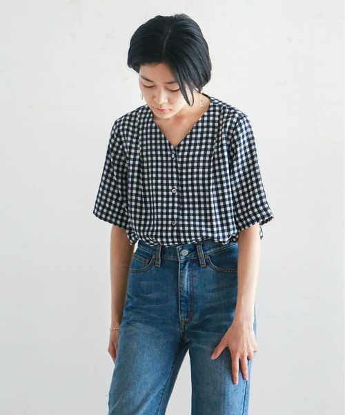 「NOMBRE IMPAIR」 半袖ブラウス FREE ネイビー レディースの画像