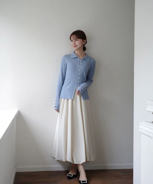 cle blatt ニット セーター 襟付シアーニットプルオーバー レディース