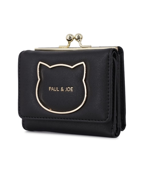 新品 ポール&ジョー 2つ折り財布 シボ合皮 キャット刺繍 猫 ネイビー 黒紺 PAUL & JOE ACCESSOIRES（ポールアンドジョーアクセソワ） ポール