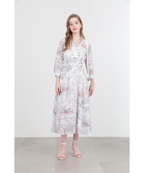 Pinky&Dianneワンピース38 PINKY&DIANNE（ピンキー アンド ダイアン） 7分袖ワンピース 36 レッド