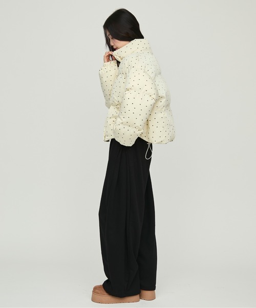 NUJOH ダウンコート ダウンジャケット Flower Dot Short Padding
