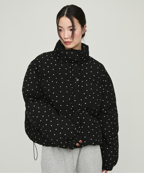 NUJOH ダウンコート ダウンジャケット Flower Dot Short Padding