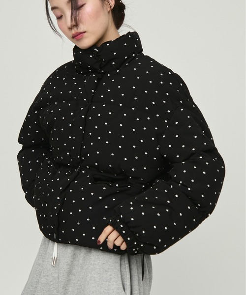 NUJOH ダウンコート ダウンジャケット Flower Dot Short Padding